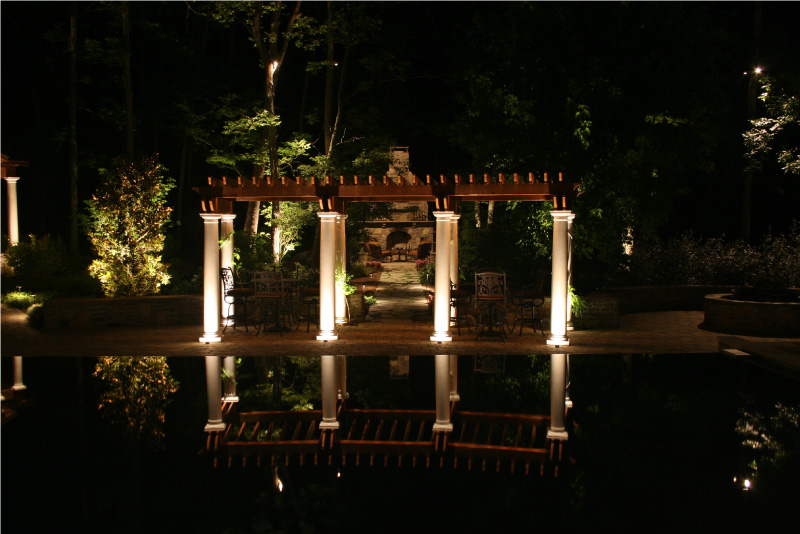 Beautiful pergola installation at night